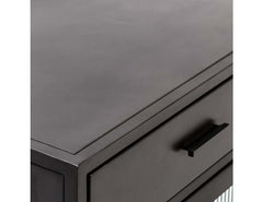 Nore Black Metal/Glass Cabinet (4 Doors) - Ornate Home