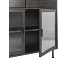 Nore Black Metal/Glass Cabinet (4 Doors) - Ornate Home