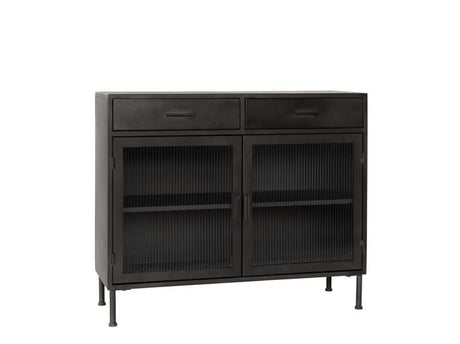 Nore Black Metal/Glass Cabinet - Ornate Home