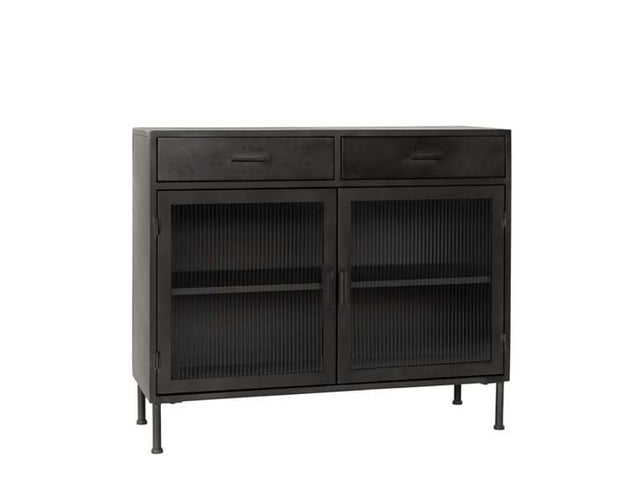 Nore Black Metal/Glass Cabinet - Ornate Home