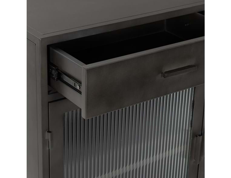 Nore Black Metal/Glass Cabinet - Ornate Home