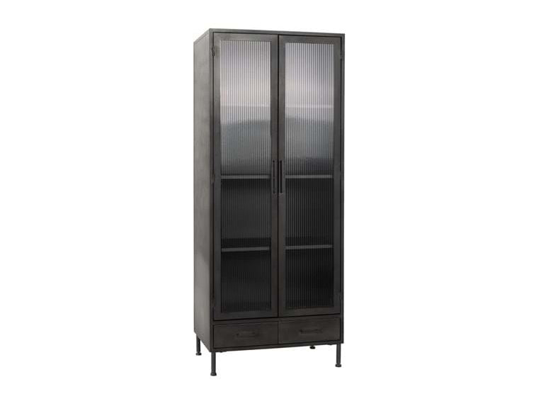 Nore Black Metal/Glass Tall Cabinet - Ornate Home