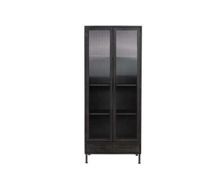 Nore Black Metal/Glass Tall Cabinet - Ornate Home