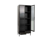 Nore Black Metal/Glass Tall Cabinet - Ornate Home