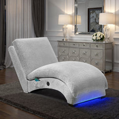 Nori Glam Fog Chaise with Heat Massage, USBC, LED - Ornate Home