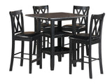 Norman Black 5-Piece Pack Counter Height Set - Ornate Home