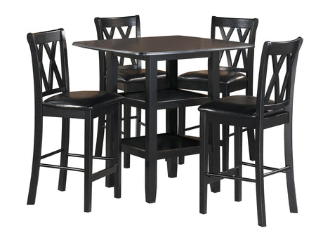 Norman Black 5-Piece Pack Counter Height Set - Ornate Home