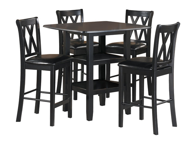 Norman Black 5-Piece Pack Counter Height Set - Ornate Home