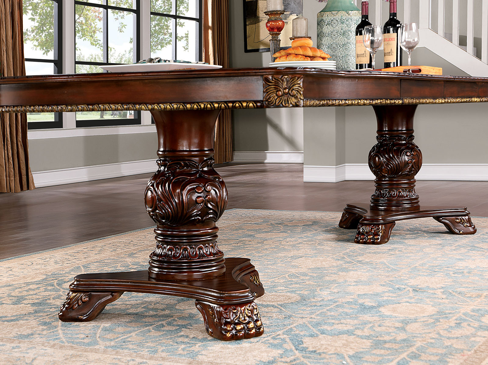 Normandy Brown Cherry/Tan 7 Pc. Dining Room Set - Ornate Home