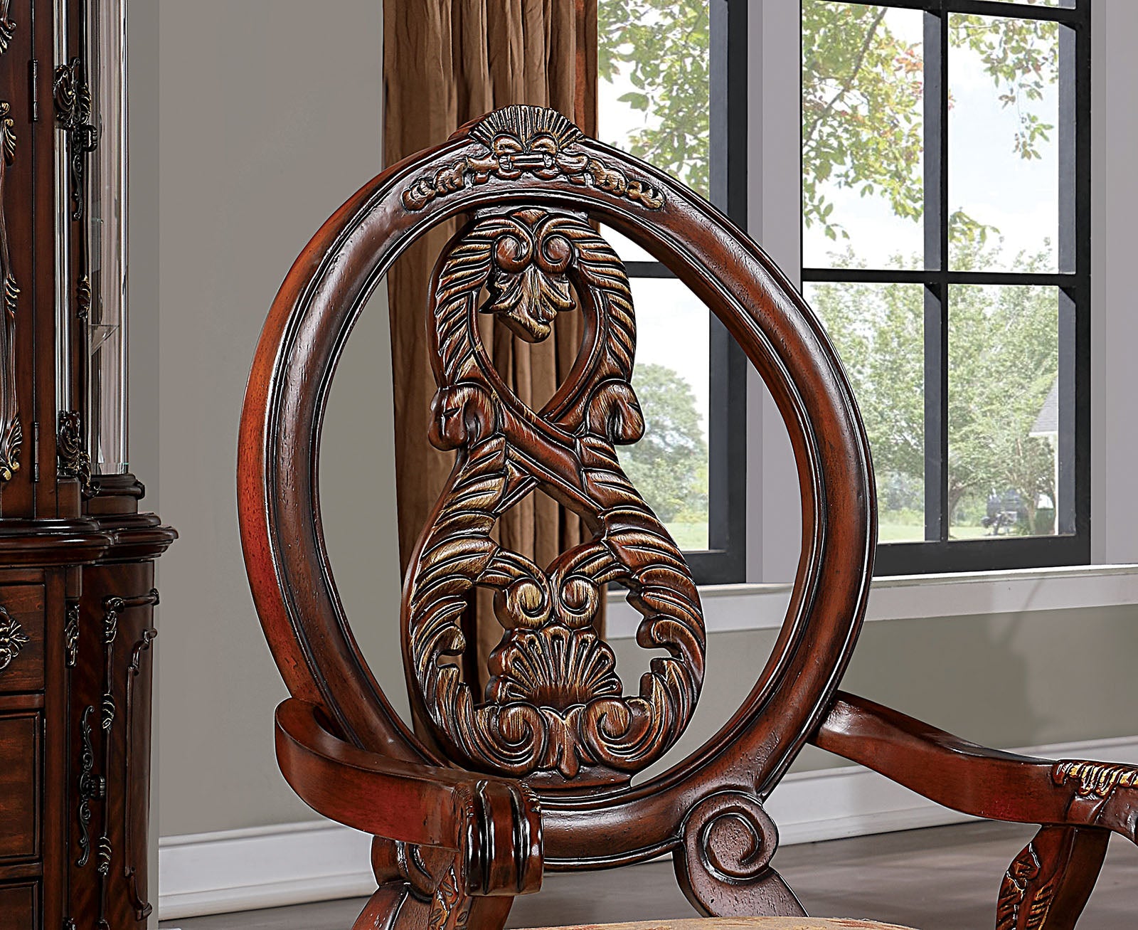 Normandy Brown Cherry/Tan 9 Pc. Dining Room Set - Ornate Home