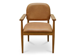 Norrie Brown Leather Dining Chair - Ornate Home