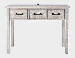 North Coast White Wash 3 Drawer Accent Console - Ornate Home