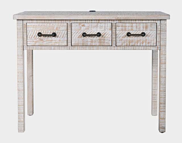North Coast White Wash 3 Drawer Accent Console - Ornate Home