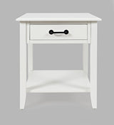 North Fork White End Table w/ Drawer - Ornate Home