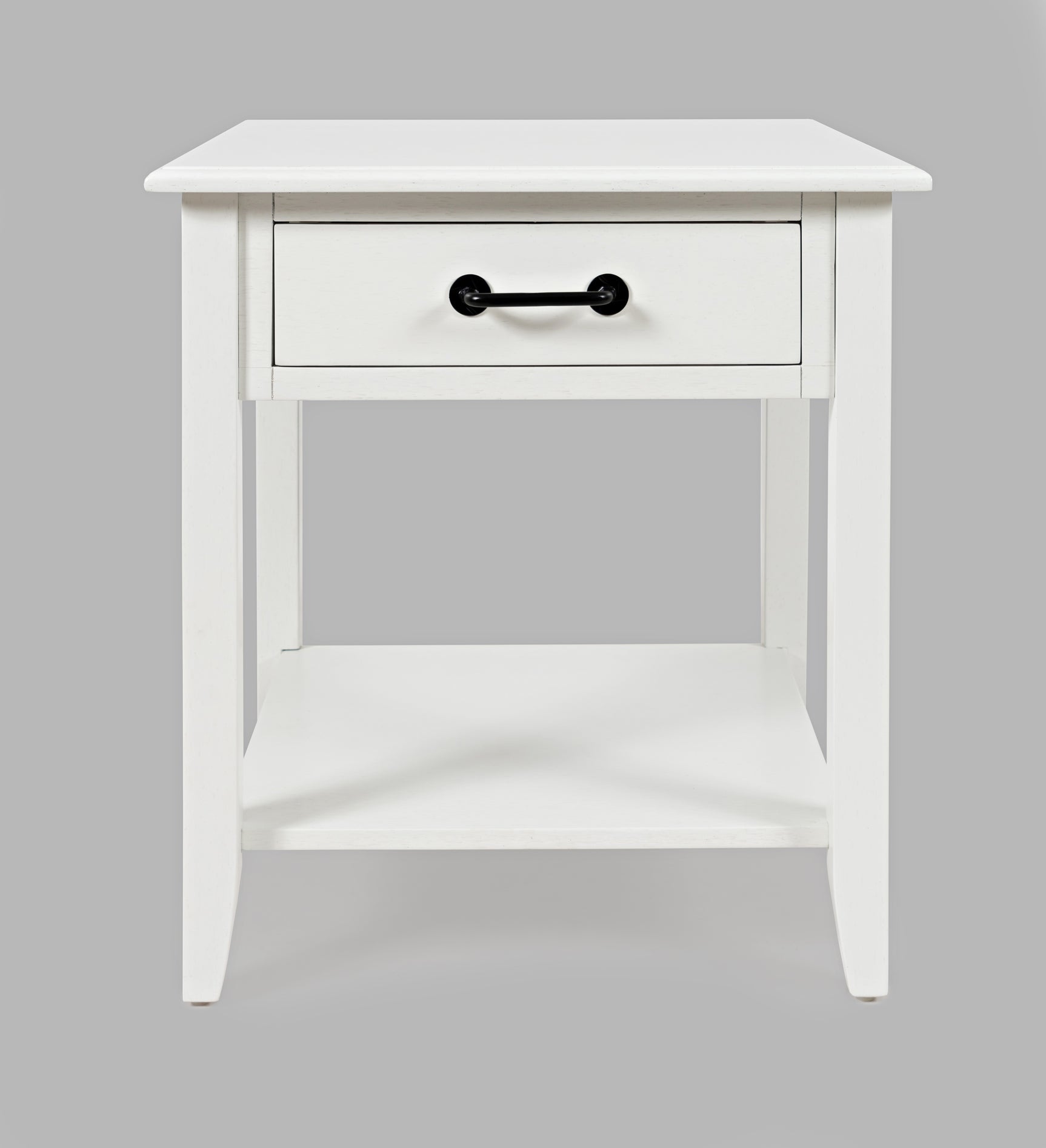 North Fork White End Table w/ Drawer - Ornate Home