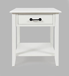 North Fork White End Table w/ Drawer - Ornate Home