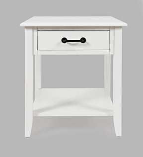 North Fork White End Table w/ Drawer - Ornate Home