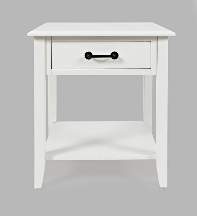 North Fork White End Table w/ Drawer - Ornate Home