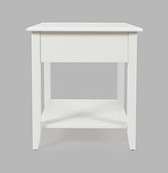 North Fork White End Table w/ Drawer - Ornate Home