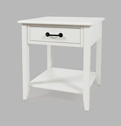 North Fork White End Table w/ Drawer - Ornate Home