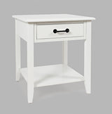 North Fork White End Table w/ Drawer - Ornate Home
