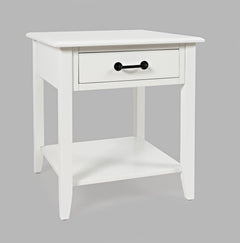 North Fork White End Table w/ Drawer - Ornate Home