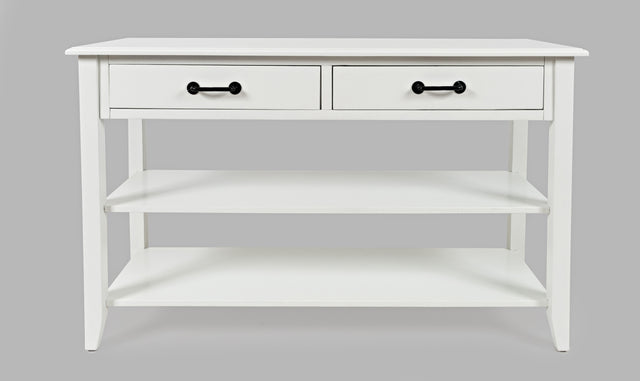 North Fork White Sofa Table w/ 2 Drawers - Ornate Home