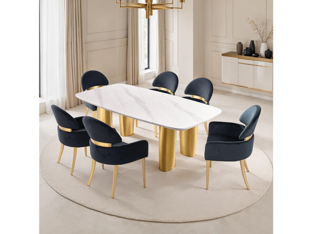 Northall White/Gold/Black 7 Pc. Dining Table Set - Ornate Home