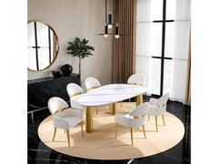 Northam White/Matte Gold 7 Pc. Dining Table Set - Ornate Home