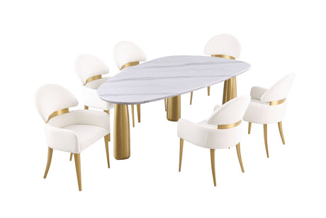Northam White/Matte Gold 7 Pc. Dining Table Set - Ornate Home