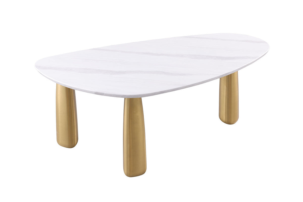 Northam White/Matte Gold Dining Table - Ornate Home