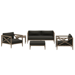 Northlake Weathered Gray Flint 5-Piece Outdoor Patio Teak Wood Furniture Set - Ornate Home