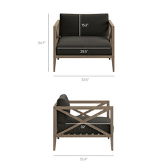 Northlake Weathered Gray Flint 5-Piece Outdoor Patio Teak Wood Furniture Set - Ornate Home