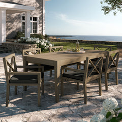 Northlake Weathered Gray Flint 7-Piece Outdoor Patio Teak Wood Dining Set - Ornate Home