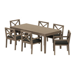 Northlake Weathered Gray Flint 7-Piece Outdoor Patio Teak Wood Dining Set - Ornate Home