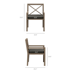 Northlake Weathered Gray Flint 7-Piece Outdoor Patio Teak Wood Dining Set - Ornate Home