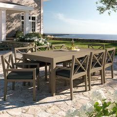 Northlake Weathered Gray Flint 9-Piece Outdoor Patio Teak Wood Dining Set - Ornate Home