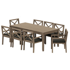 Northlake Weathered Gray Flint 9-Piece Outdoor Patio Teak Wood Dining Set - Ornate Home