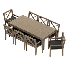 Northlake Weathered Gray Flint 9-Piece Outdoor Patio Teak Wood Dining Set - Ornate Home