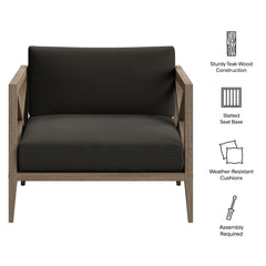 Northlake Weathered Gray Flint Outdoor Patio Teak Armchair - Ornate Home