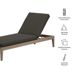 Northlake Weathered Gray Flint Outdoor Patio Teak Chaise Lounge - Ornate Home