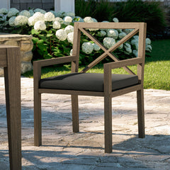 Northlake Weathered Gray Flint Outdoor Patio Teak Dining Armchair - Ornate Home