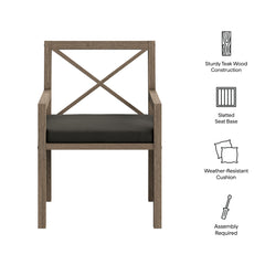 Northlake Weathered Gray Flint Outdoor Patio Teak Dining Armchair - Ornate Home