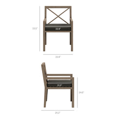 Northlake Weathered Gray Flint Outdoor Patio Teak Dining Armchair - Ornate Home