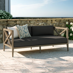 Northlake Weathered Gray Flint Outdoor Patio Teak Loveseat - Ornate Home