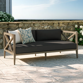 Northlake Weathered Gray Flint Outdoor Patio Teak Loveseat - Ornate Home