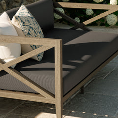 Northlake Weathered Gray Flint Outdoor Patio Teak Loveseat - Ornate Home