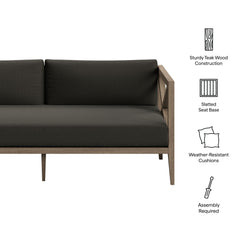 Northlake Weathered Gray Flint Outdoor Patio Teak Loveseat - Ornate Home