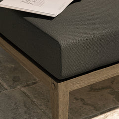 Northlake Weathered Gray Flint Outdoor Patio Teak Ottoman - Ornate Home