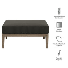 Northlake Weathered Gray Flint Outdoor Patio Teak Ottoman - Ornate Home